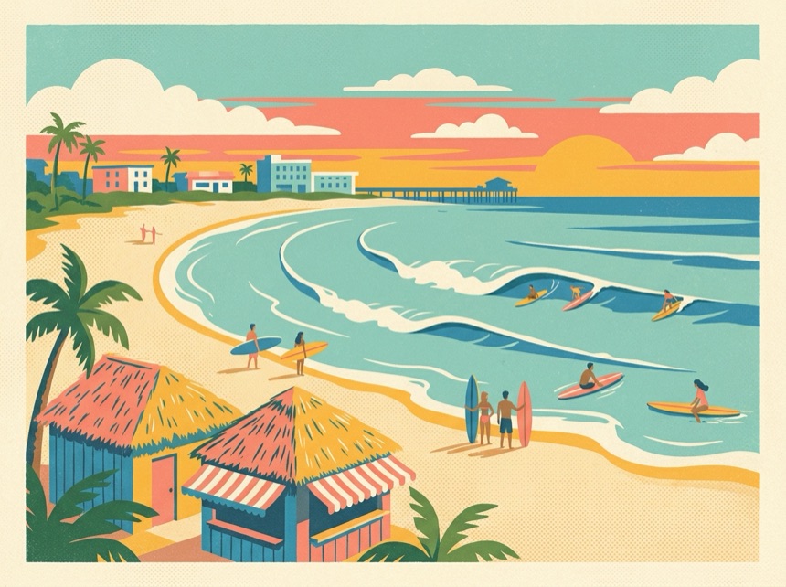 A beginner surf lesson